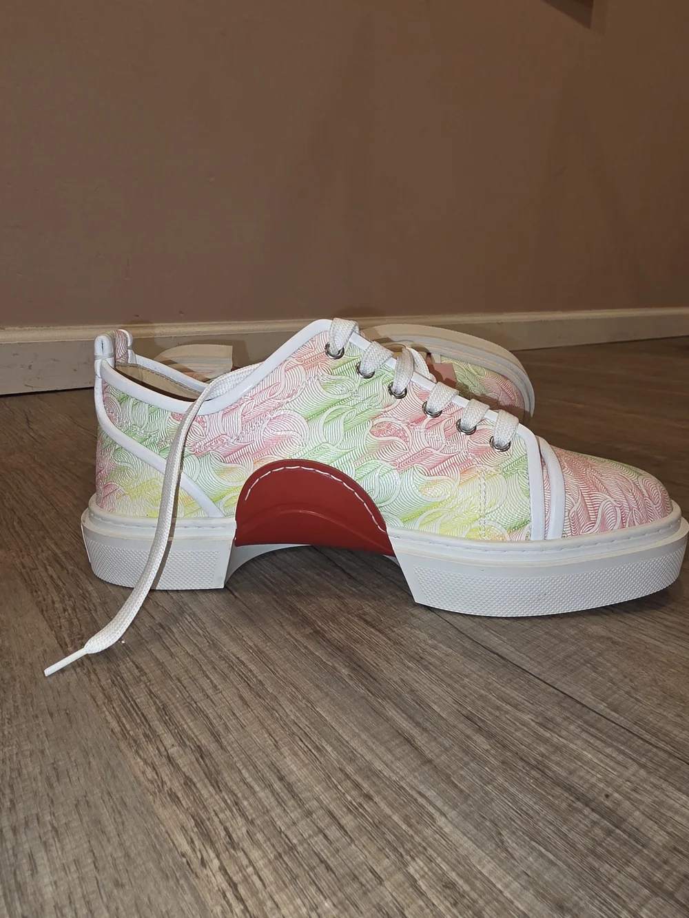 Christian Louboutin Pastel Floral Low-Top Sneakers with Red Sole